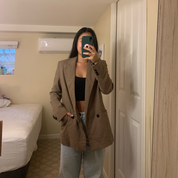 Mango brown gingham blazer - Picture 7 of 8